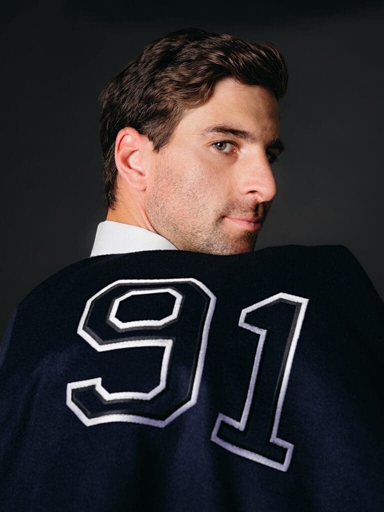 John Tavares teams up with SENTALER to support youth health initiatives through an exclusive jacket collaboration. Photo by George Pimentel.