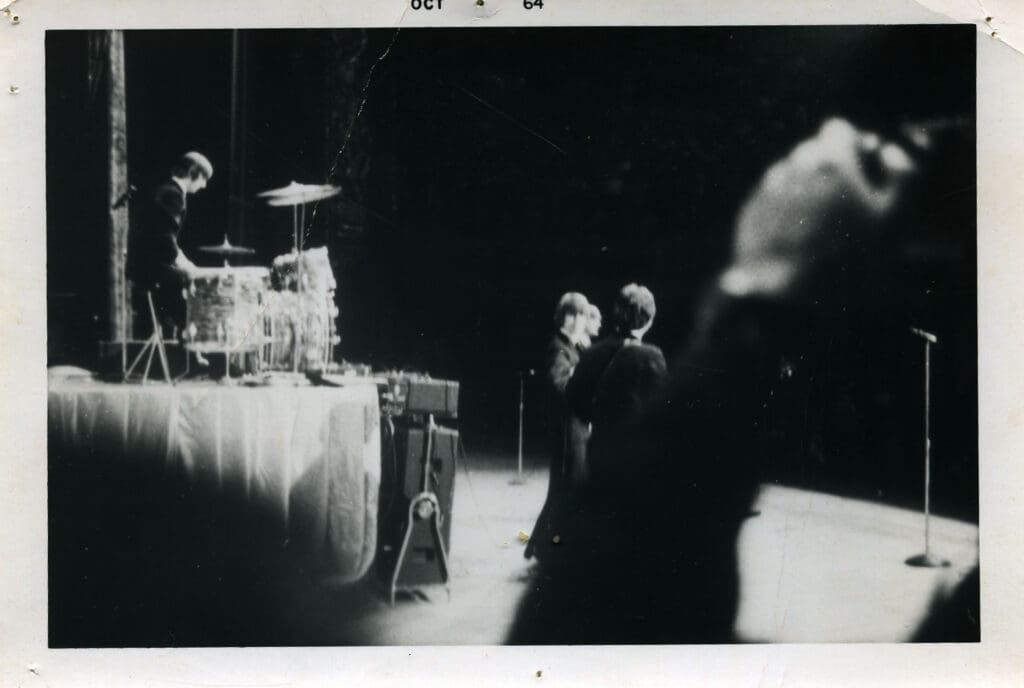 Paul Mescal, Barry Keoghan, Harris Dickinson, and Joseph Quinn were announced as the new Beatles at CinemaCon 2025. This image shows the original Beatles at Cleveland Public Hall September 15th 1964.